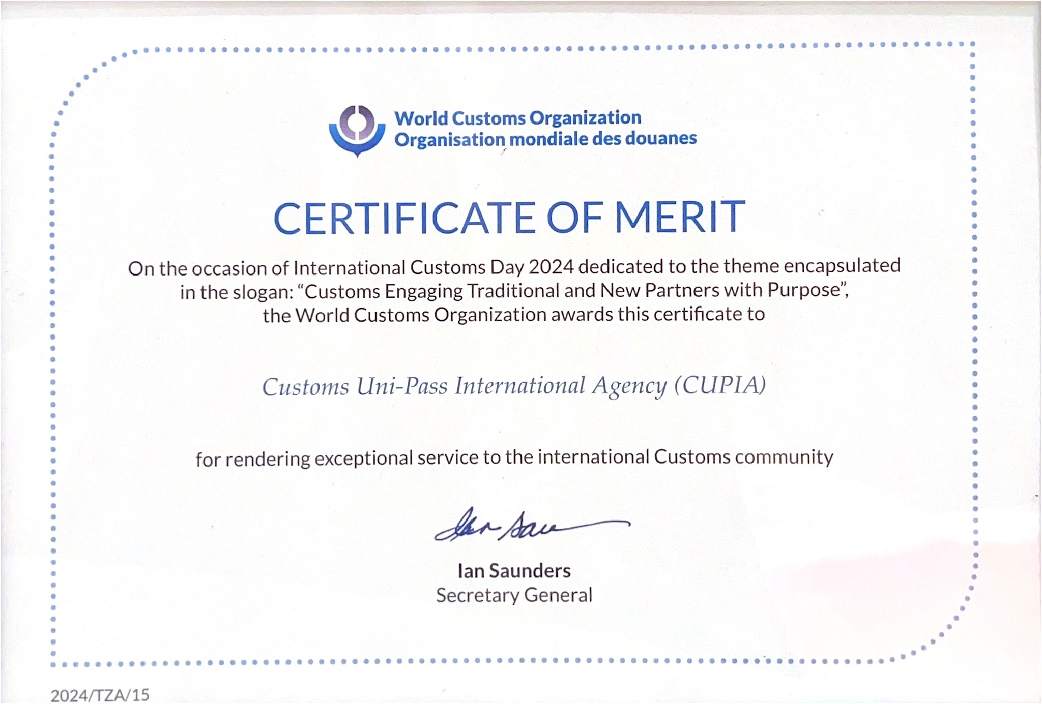 CUPIA receives WCO award in collaboration with Tanzania Revenue Authority